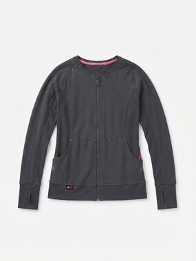 Koi Lite Dobby Women's Scrub Jacket Charcoal Gray Full Zip XXS